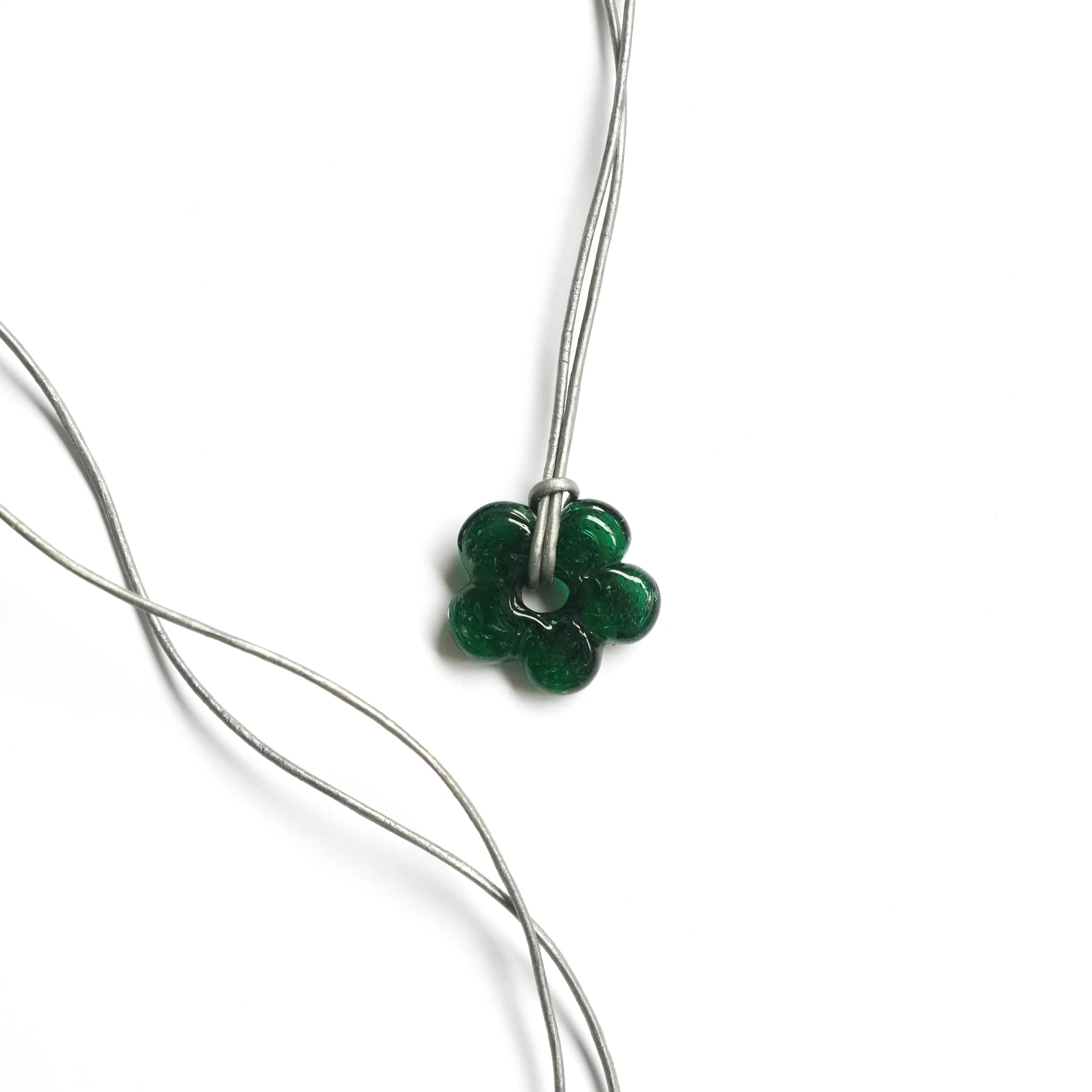 Mini Dark Green Flower Necklace - Image 3